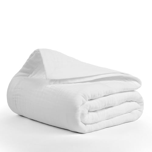 Salt Earth 100% Cotton Gauze 55"X75" Twin 4 Layered Blanket- White | Premium Muslin Blanket for Couch,Bed,Living,Summer Lightweight, All Seasons Blankets & Throws, Boho,Travel & Skin Friendly - color: White, size: 55"X75" Twin