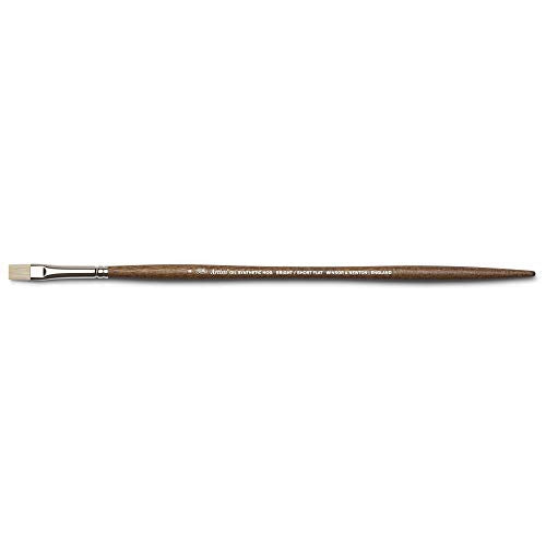 Winsor & Newton Artists' Oil Synthetic Brush, Bright #4 | Synthetic Flagged Bristles, Excellent Color Carrying Capacity, Handmade in England, For Oil Paint - style: Bright #4