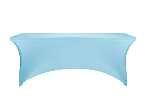 LZY Spandex Table Covers 6FT x 6FT, 2 Count, Rectangular, Bluemist, Solid, Elegant, Stretchable (4-way), Cocktail & Wedding, Perfect for Special Events - color: Bluemist, size: 6 Feet - 2 Pack