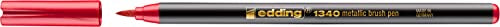 edding 1340 Metallic Brush Pen - red Metallic - 1 Pen - Flexible Brush Nib 1-6 mm - Metallic Marker for Lettering, Drawing and Sketching - high opcaity Even on Darker Paper