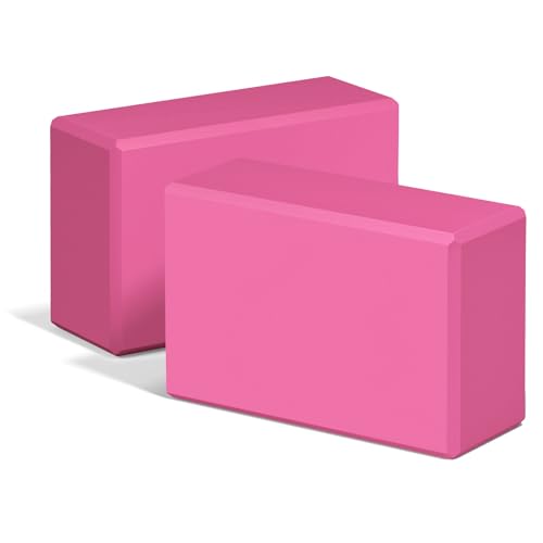 Yoga Blocks 2 Pack, 9"x6"x3" High-Density EVA Foam Yoga Block, Non-Slip Yoga Blocks for Yoga, Pilates Meditation, Stretching and Toning, Supportive, Latex-Free - color: Magenta