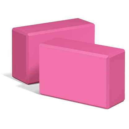 Yoga Blocks 2 Pack, 9"x6"x3" High-Density EVA Foam Yoga Block, Non-Slip Yoga Blocks for Yoga, Pilates Meditation, Stretching and Toning, Supportive, Latex-Free - color: Magenta