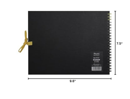 Maruman Art Spiral Sketch Book, F2, 7.76" x 10.24", 24 Sheets, Black | Drawing Pad With Acid-Free Art Paper & Twin-Wire Binding, Premium Drawing Paper Sketchbook, Sketch Pad Made in Japan - color: Black, size: F2 (7.76" x 10.24")