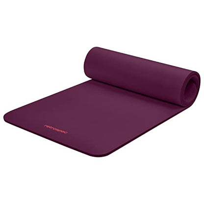 Retrospec Solana Yoga Mat Thick 1/2in Non-Slip Workout Mat with Nylon Strap - 72x24in Exercise Mat for Pilates, Stretching & Fitness - BPA Free, Easy Clean - color: Boysenberry