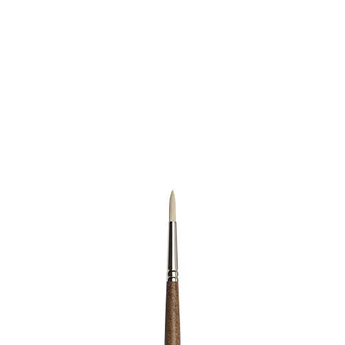 Winsor & Newton Artists' Oil Synthetic Brush, Round #3 | Synthetic Flagged Bristles, Excellent Color Carrying Capacity, Handmade in England, For Oil Paint - style: Round #3