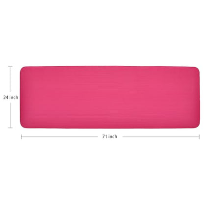Fitvids 1-Inch Extra Thick High Density Anti-Tear Exercise Yoga Mat with Carrying Strap, Pink | Extra Thick Anti-Tear Non-Slip Design with Carrying Strap for Exercise, Fitness & Home Gym Workouts