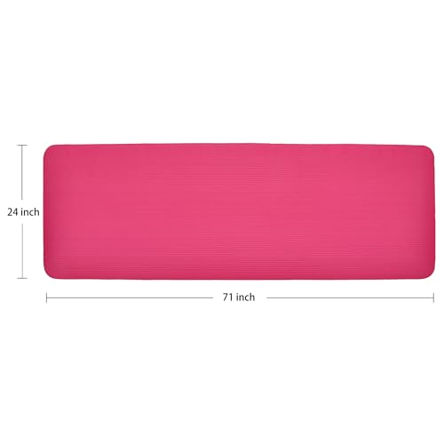 Fitvids 1-Inch Extra Thick High Density Anti-Tear Exercise Yoga Mat with Carrying Strap, Pink | Extra Thick Anti-Tear Non-Slip Design with Carrying Strap for Exercise, Fitness & Home Gym Workouts