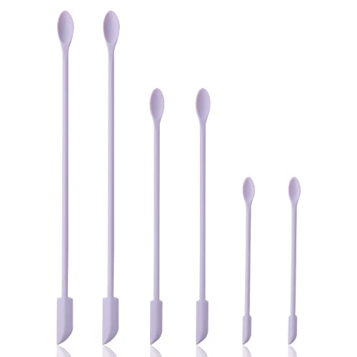 6 Pieces Multi Size Makeup Spatula, Beauty Spatula, Mini Small Silicone Spatula Set for Beauty and Kitchen, Tiny Scraper for Jar, Kitchen Bottles, Cosmetic (Lavender) - color: Lavender