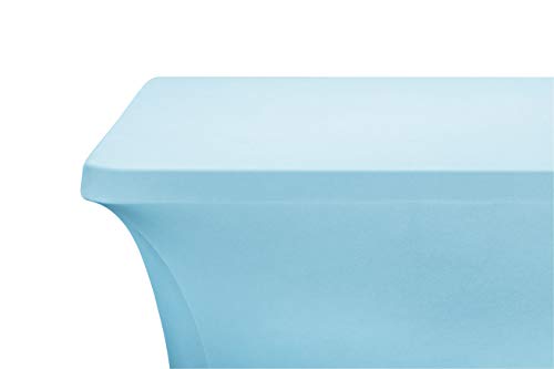 LZY Spandex Table Covers 6FT x 6FT, 2 Count, Rectangular, Bluemist, Solid, Elegant, Stretchable (4-way), Cocktail & Wedding, Perfect for Special Events - color: Bluemist, size: 6 Feet - 2 Pack