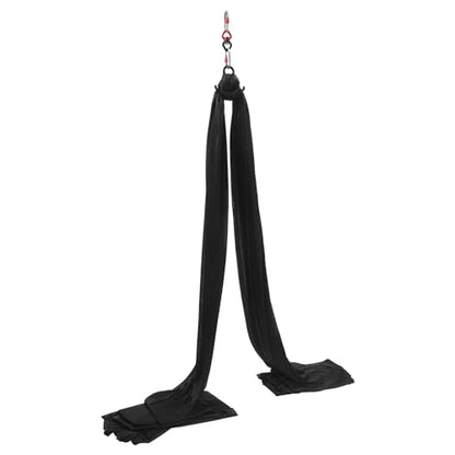 10m Aerial Yoga Practice Polyester Strap Practice Equipment Yoga Hammock Practice Kit for Fitness Gymnastics Dance Ballet, Black