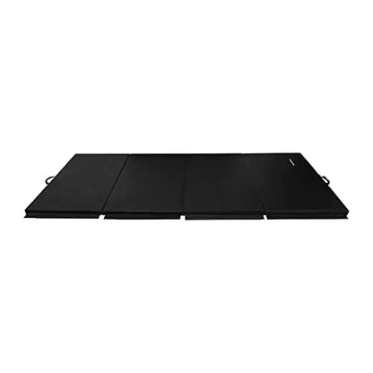 BalanceFrom 10x4 Feet 4-Panel Folding Gymnastics Mat – 2-Inch Thick Pad with Vinyl Surface and Carrying Handles for Tumbling, Yoga, Pilates, Home Workouts, and Martial Arts - color: Black