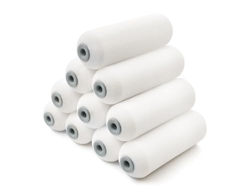 ROLLINGDOG 4 Inch Foam Paint Roller | Small Paint Roller Covers,Painting Smooth Walls or Furniture(Pack of 10) - color: 4" Roller Foam Roller Cover(10 Pc)