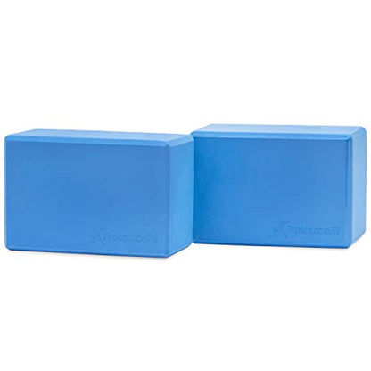 ProsourceFit Foam Yoga Blocks, High Density EVA Yoga Bricks 4”x 6” x 9” (Set of 2) - color: Blue