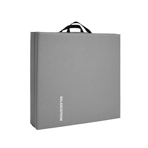 BalanceFrom 6x2 Feet 3-Panel Folding Gymnastics Mat – 2-Inch Thick Pad with Vinyl Surface and Carrying Handles for Tumbling, Yoga, Pilates, Home Workouts, and Martial Arts - color: Gray
