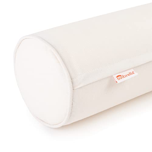 Austin Horn Classics Sunbrella Set of 2 Zippered Neck Bolster Pillow, Made with Sunbrella Fabric, Cylinder Pillows, for Couch & Bed, Decorative Round Throw Pillow, Back & Neck Support (Eggshell) - color: Eggshell, size: Medium