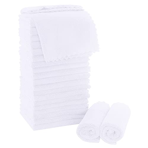 MOONQUEEN Ultra Soft Premium Washcloths Set - 12 x 12 inches - 24 Pack - Quick Drying - Highly Absorbent Coral Velvet Bathroom Wash Clothes - Use as Bath, Spa, Facial, Fingertip Towel (White) - color: White, size: 12 x 12 Inch(Pack of 24)