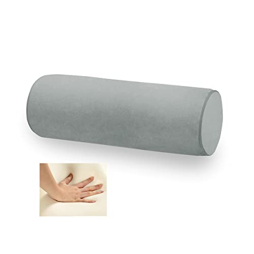 16X6 Memory Foam Round Cervical Roll Cylinder Bolster Pillow with Removable Washable Cover, for Head, Neck, Back, and Legs Ideal for Spine and Neck Support(Gray) - color: Gray, size: 16X6