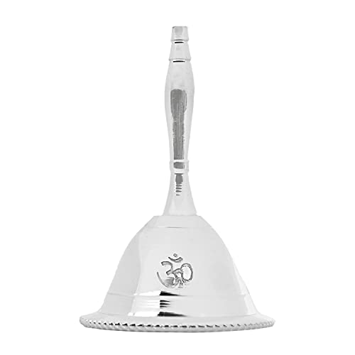 Incense Garden Altar Bell - Silver Plated - 3 Inch H (OM) - Diwali - color: Om