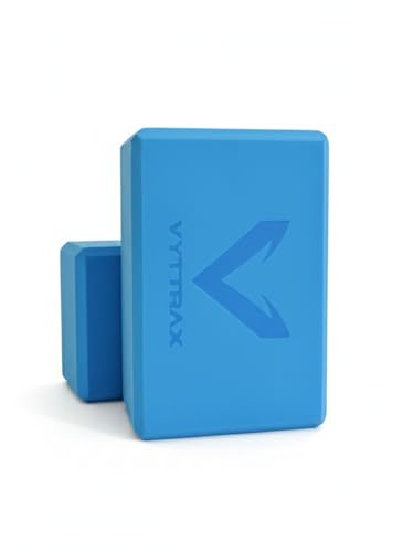 Yoga Blocks Set of 2, High Density EVA Foam Yoga Block, Non-Slip, Lightweight, for Yoga, Pilates, Stretching & Balance Training (Blue 9x6x4 inch)