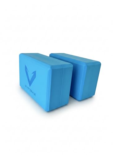 Yoga Blocks Set of 2, High Density EVA Foam Yoga Block, Non-Slip, Lightweight, for Yoga, Pilates, Stretching & Balance Training (Blue 9x6x4 inch)