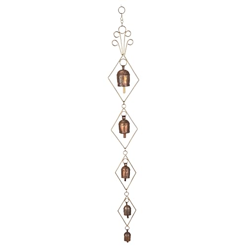 Rustic Gold Metal Wind Chimes for Outside Yard Decor – 33" Diamond Frame Hanging Wind Catcher - Bronze Finish Garden Accent for Porch, Balcony, Meditation, Memorial, or Outdoor Entryway - color: Diamond Chime