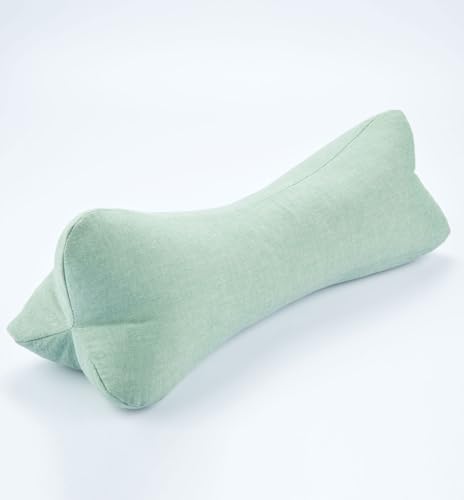 Breathable Buckwheat Cervical Neck Support Pillow, Triangle Pillows for Neck Pain Relief, Adjustable Height Cool Sleep Cylinder Bolster Pillow, Removable Washable, Green 15 X 5 Inches - color: Green