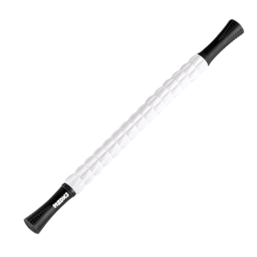 Muscle Roller Massage Roller Stick- Deep Tissue Fascia Blaster for Myofascial Pain Relief, Lymphatic Drainage & Body Sculpting, Handheld Physical Therapy & Recovery Tool (Black & White) - color: Black White