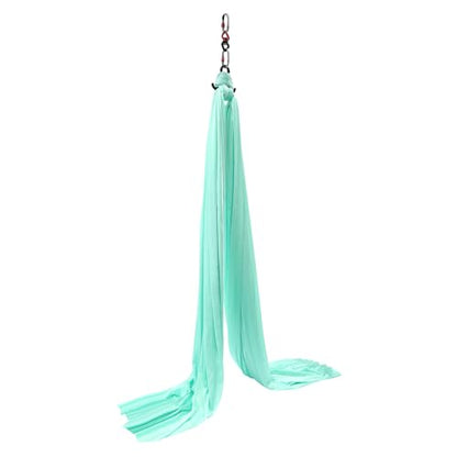 Deluxe Aerial Yoga Hammock Set – 5m/5.5yd Heavy Duty Polyester Aerial Silks Swing for Acrobatic, Circus Arts, Dance – 440lbs Capacity Yoga Trapeze with Extension Straps & Carabiners – Green