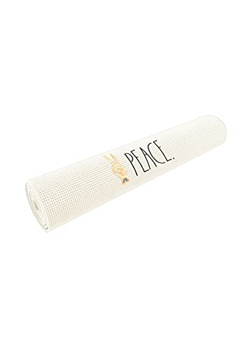 Rae Dunn Yoga Mat - High Density Foam Exercise and Fitness Mat for Workout or Stretching - Dual Sided Non Slip Cushion Grip - Portable, Travel Friendly - Use at Home, Gym, Yoga Studio, Pilates - color: White “Peace”