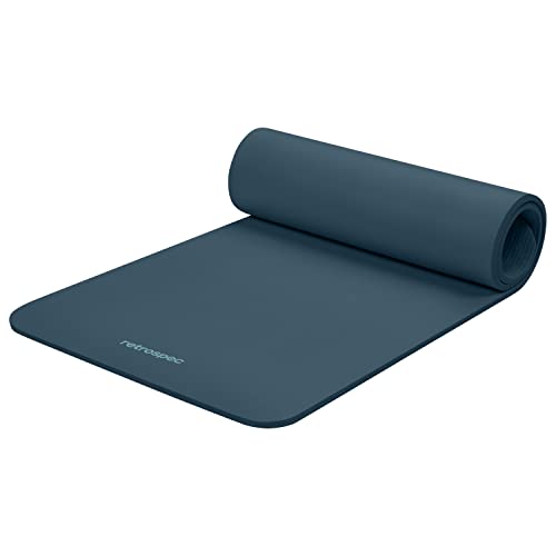 Retrospec Solana Yoga Mat Thick 1/2in Non-Slip Workout Mat with Nylon Strap - 72x24in Exercise Mat for Pilates, Stretching & Fitness - BPA Free, Easy Clean - color: Ocean Blue
