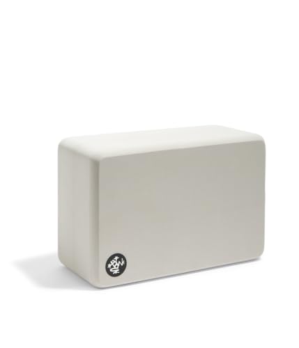 Manduka Foam Yoga Block - Recycled EVA Foam Block with Ergonomic Support, Yoga Equipment, Home Gym Accessory, & Pilates Tool, Lightweight for Travel, High Density, Comfortable Edges - color: Linen