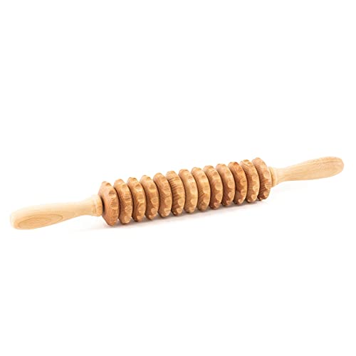 Wood Roller Massager for Body - 15.6 inch Lymphatic Drainage Manual Massage Tools for Sculpting, Muscle Shaping, Celulite Remover - Wooden Massage Tool for Manual Maderotherapy - color: Straight Roller
