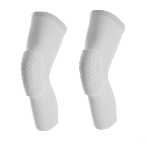 SUJAYU Basketball Knee Pads Knee Sleeves, 2 Pack Honeycomb Anti Collision Leg Compression Sleeves, Compression Knee Pads for Wrestling Football Volleyball Baseball (Small, White) - color: White, size: Small