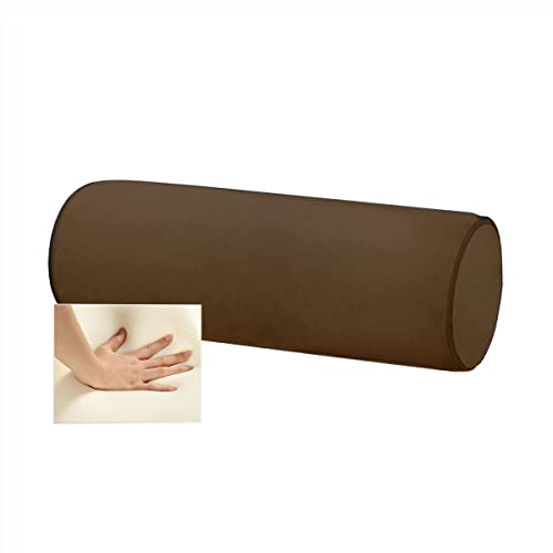 Memory Foam 16x6 Neck Pillow for Sleeping, Neck Pain Relief, Side Back Stomach Sleeper, Car or Office Chair Sofa,Support Pillow with Soft Velvet Pillowcase (Brown) - color: Brown, size: 16X6