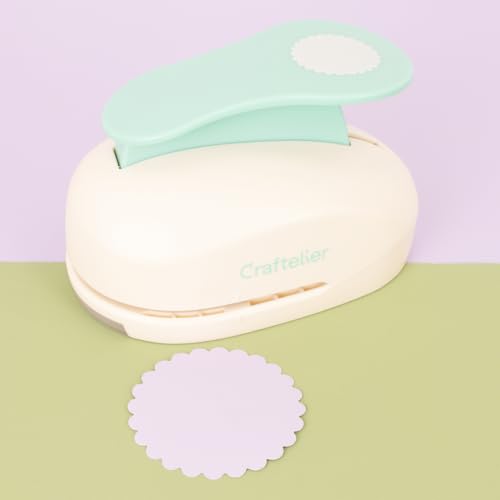 Craftelier - Scalloped Circle Punch 3" (7.62 cm) Diameter | Hole puncher, scrapbooking and crafts projects, lever punch, for paper and cardstock, size 5.9 x 3.74 x 4.13 in - size: Pack of 1: 3" Diameter