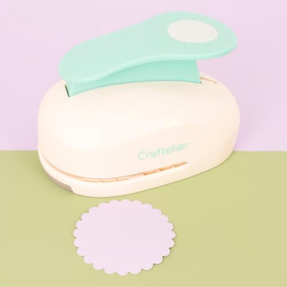 Craftelier - Scalloped Circle Punch 3" (7.62 cm) Diameter | Hole puncher, scrapbooking and crafts projects, lever punch, for paper and cardstock, size 5.9 x 3.74 x 4.13 in - size: Pack of 1: 3" Diameter