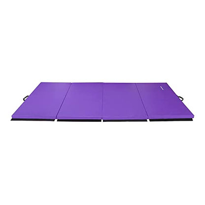 BalanceFrom 10x4 Feet 4-Panel Folding Gymnastics Mat – 2-Inch Thick Pad with Vinyl Surface and Carrying Handles for Tumbling, Yoga, Pilates, Home Workouts, and Martial Arts - color: Purple