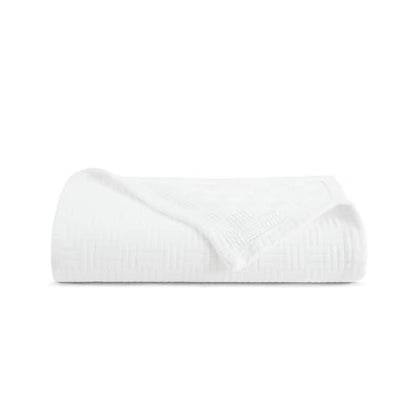 Arkwright Basket Weave Queen Blanket - 100% Ringspun Cotton All Season Blankets, Luxury Hotel Quality, Soft on Skin, Breathable, 300 GSM for Bed, Sofa, and Chair, 90 X 90 in, White - color: Bright White, size: Queen (90x90)
