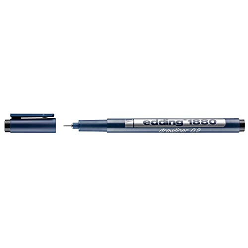 edding 1880 profipen - Black - 1 Pen - line Width 0.3 mm - fineliner Pen for Precise Writing, Sketching and Technical Drawing - fine, Metal-encased Nib - Suitable for use with rulers and Stencils - color: 03: 1 Pen - 0.3mm - Black, size: 1 Count (Pack of