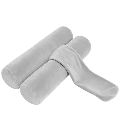 IFOYO 2 Pcs Velvet Round Body Pillow Cover with Zipper, 35" x 8" Ultra-Soft Bolster Pillow Cover Machine Washable Long Round Pillow Case for Sleeping & Bedroom, Living Room, Case Only, Gray - color: Gray, size: 35"-2