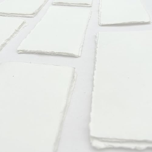 Handmade 200 GSM Cotton Rag Deckle Edge Paper – Pack of 25 Sheets – Premium Textured Wedding Invitation, Calligraphy, Watercolor Mixed Media (4x9" (Menu Card)) - size: 4x9" (Menu Card)