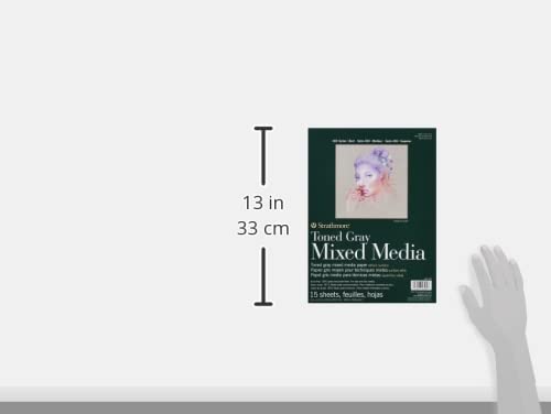 Strathmore 400 Series Toned Mixed Media Pad, 184 lb. Paper, 9 X 12 inches, Gray, 15 Sheets (462-309) - color: Toned Gray, size: 9 x 12 inches