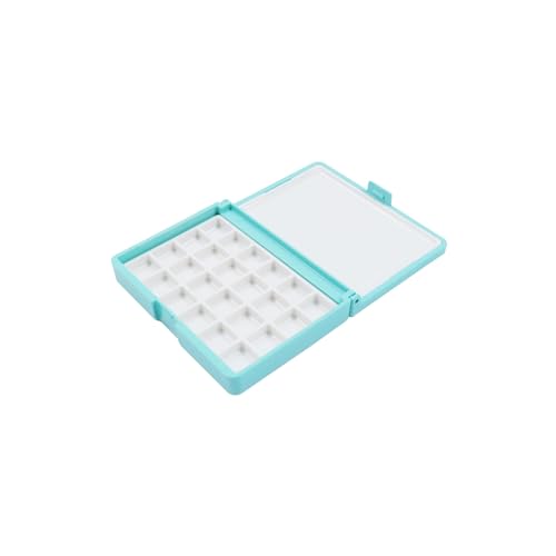 Bitray Watercolor Palette Box Portable 24 Wells Paint Palette Box Palette | Green, Durable Plastic丨Mini Size, 3.1"x 2.35"/丨with Lid, Leak-Proof丨Portable, Lightweight丨Travel Watercolor Tray丨for Acrylic - color: Blue, size: 24 Wells