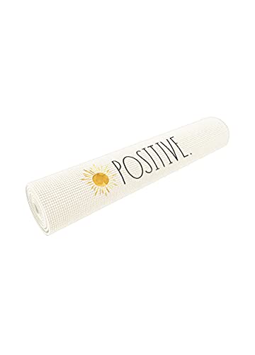 Rae Dunn Yoga Mat - High Density Foam Exercise and Fitness Mat for Workout or Stretching - Dual Sided Non Slip Cushion Grip - Portable, Travel Friendly - Use at Home, Gym, Yoga Studio, Pilates - color: White “Positive”