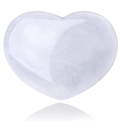 QINJIEJIE 1.8" Large Heart Stone Clear Quartz Crystals Healing Pocket Stone - color: Z - 1.8" Large - Clear Quartz Crystals
