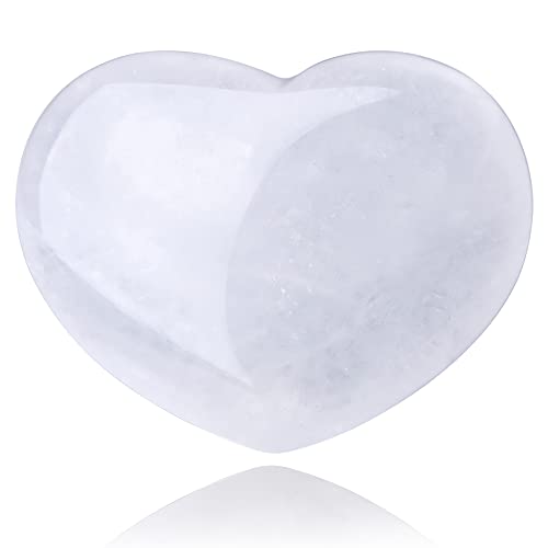 QINJIEJIE 1.8" Large Heart Stone Clear Quartz Crystals Healing Pocket Stone - color: Z - 1.8" Large - Clear Quartz Crystals
