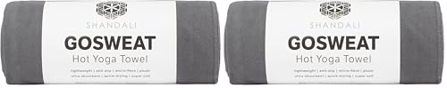Shandali GoSweat Non-Slip Hot Yoga Towel with Super-Absorbent Soft Suede Microfiber in Many Colors, for Bikram Pilates and Yoga Mats. - color: Gray, size: 72.00" x 26.50" (Pack of 2)