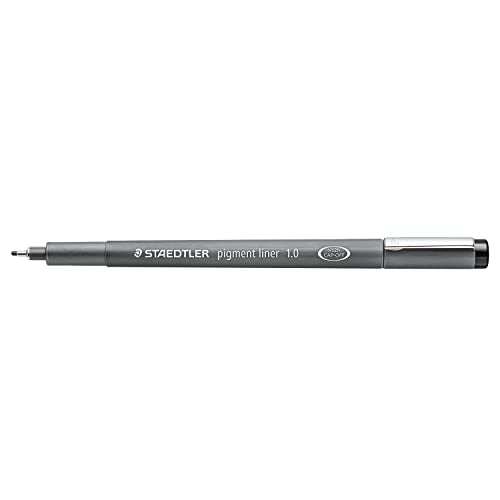 Staedtler Pigment Liner, Fineliner Pen for Drawing, Drafting, Journaling, 1.0mm, Black, Box of 5 Pens, 308 10-9 - style: 1.0mm