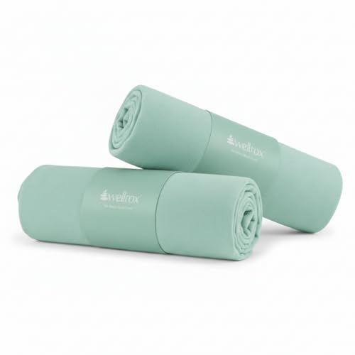 Wellrox Microfiber Hand Towel- Absorbent Sweat Towels, Workout Towels for Women- Yoga Mat Towel for Pilates, Hot Yoga, Gym Workouts (2 Pack, Green) - color: Green