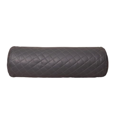 Neck Roll Pillow Cushion Cover, 24x7 Inch Full Moon Round Bolster Pillow Case, Cylinder Soft Lambskin Leather Pillowcase for Head, Spine & Neck Support During Sleep - Quilted Charcoal Grey Pack of 1 - color: Quilted Charcoal Grey Pack of 1
